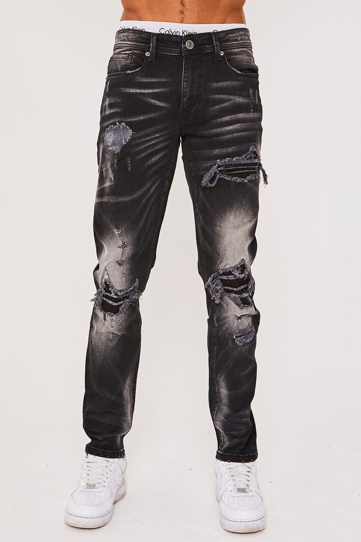 Holborn Mens Tapered Jeans - Black