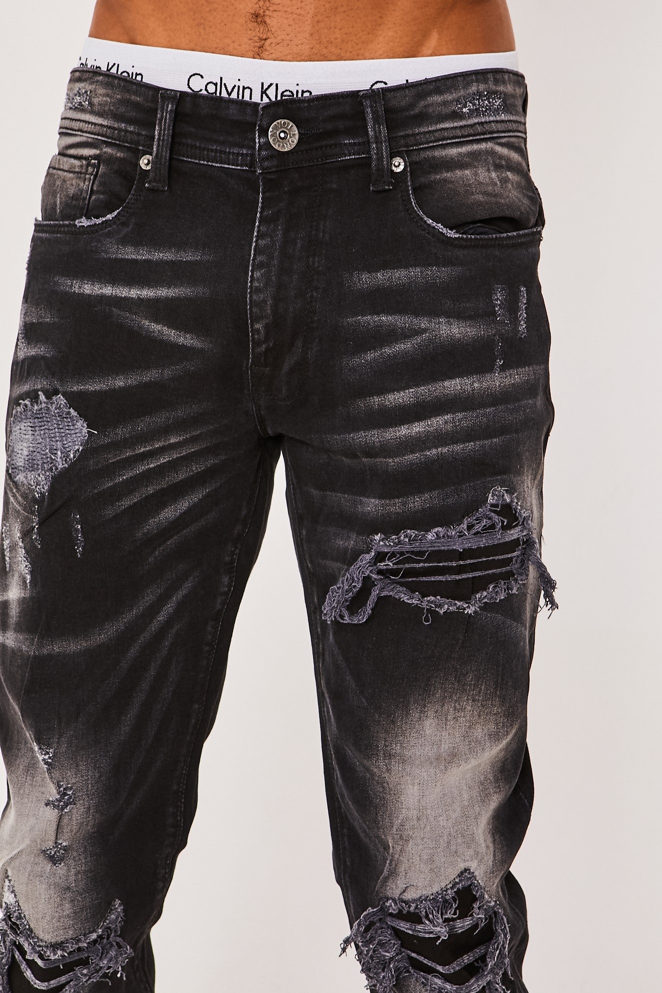 Holborn Mens Tapered Jeans - Black