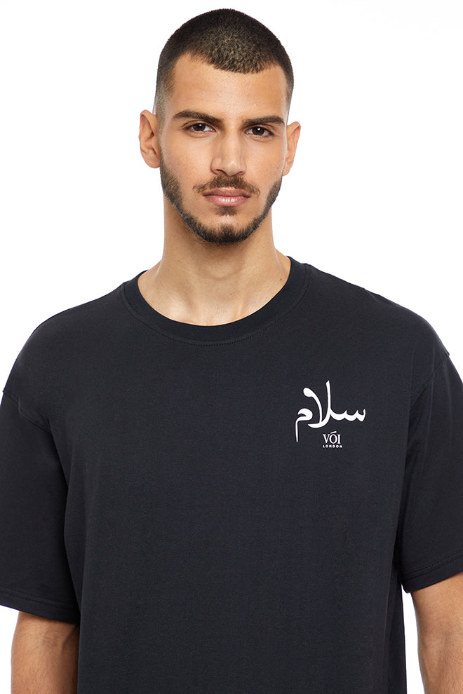 Madinat Oversized Peace T-Shirt - Black