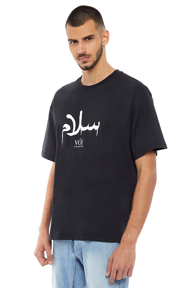 Al Sufouh Oversized Peace T-Shirt - Black