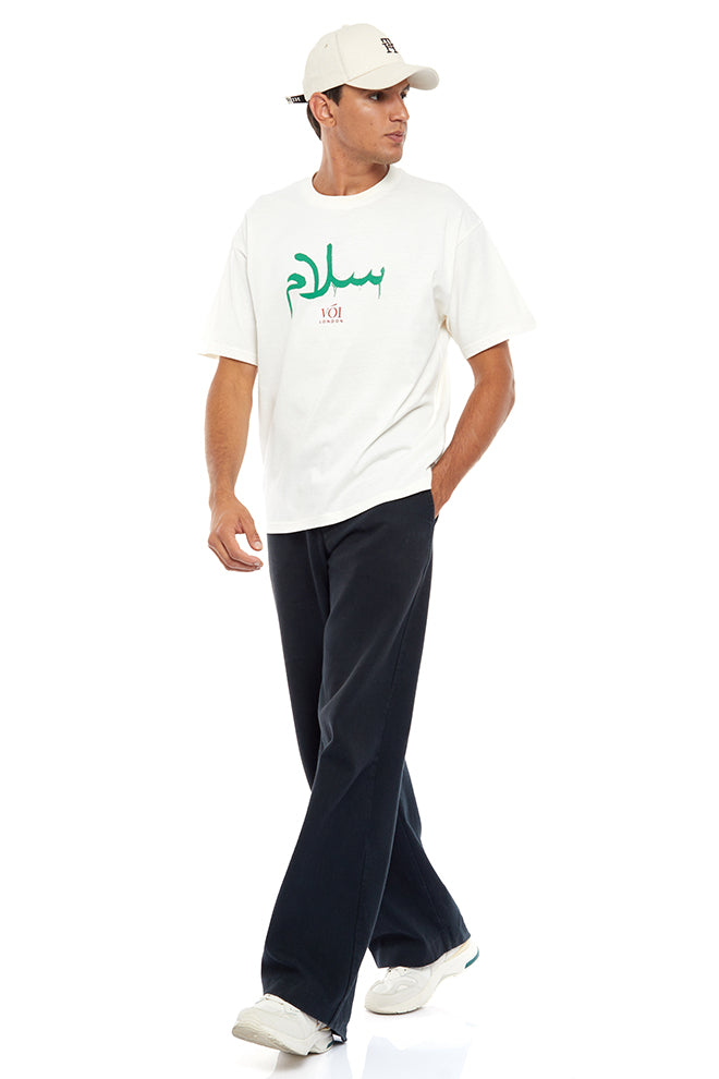 Al Sufouh Oversized Peace T-Shirt- Cream