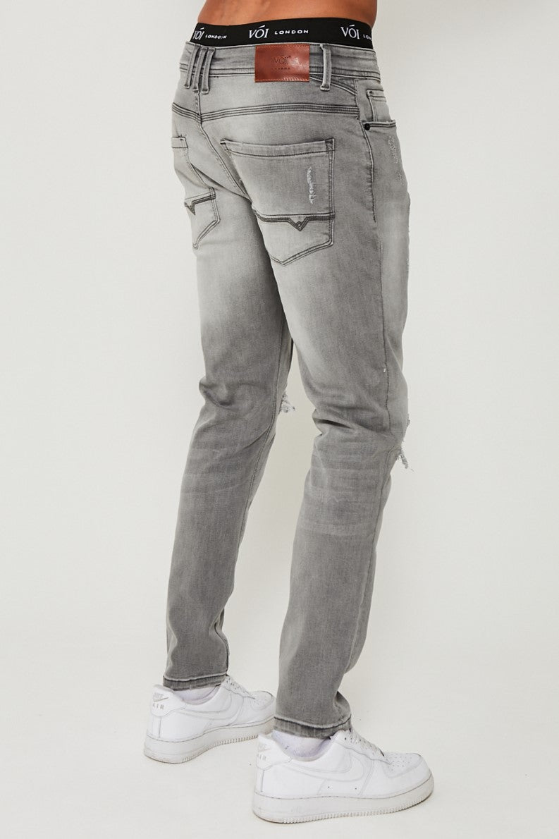 Holborn Mens Tapered Jeans - Grey