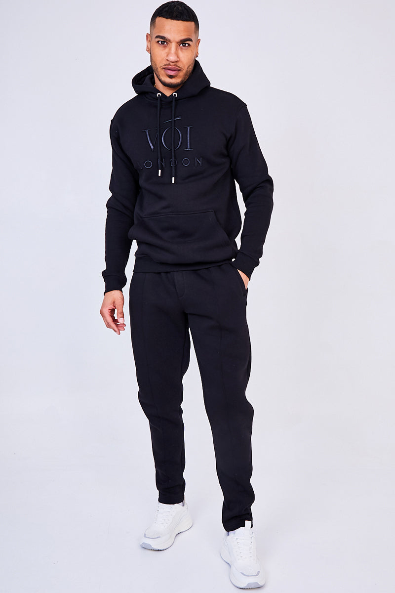 Holloway Road Over the Head Hoody Tracksuit - Black